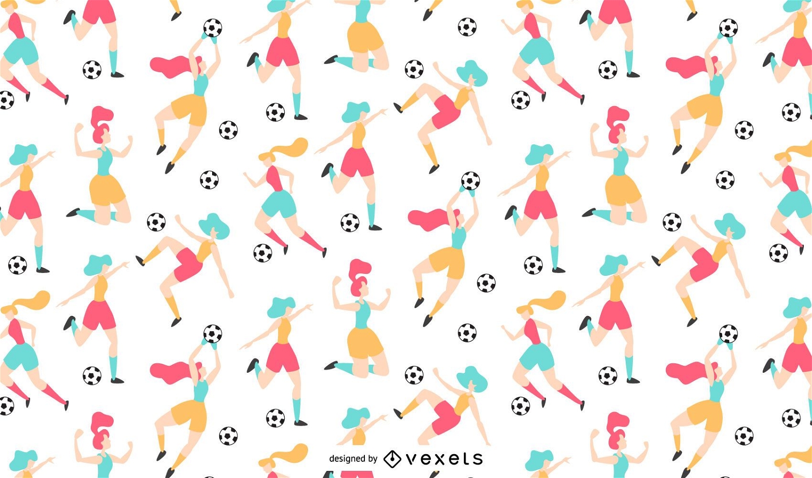 Women soccer sport pattern design