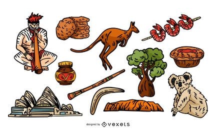 Australian traditional elements set