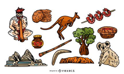 Conjunto de elementos tradicionais australianos Conjunto de elementos tradicionais australianos
