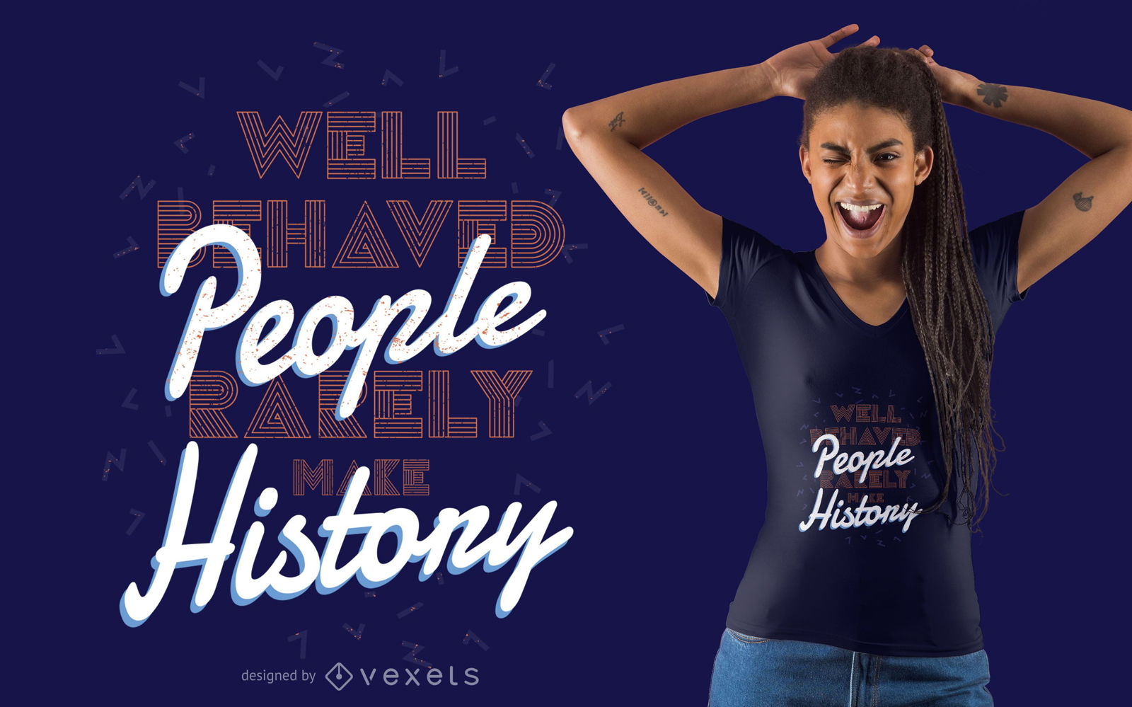 Diseño de camiseta de letras haciendo historia