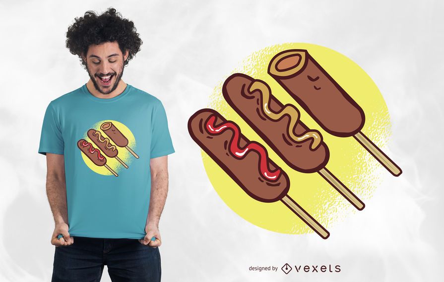Diseño de camiseta de perros de maíz Diseño de camiseta de perros de maíz