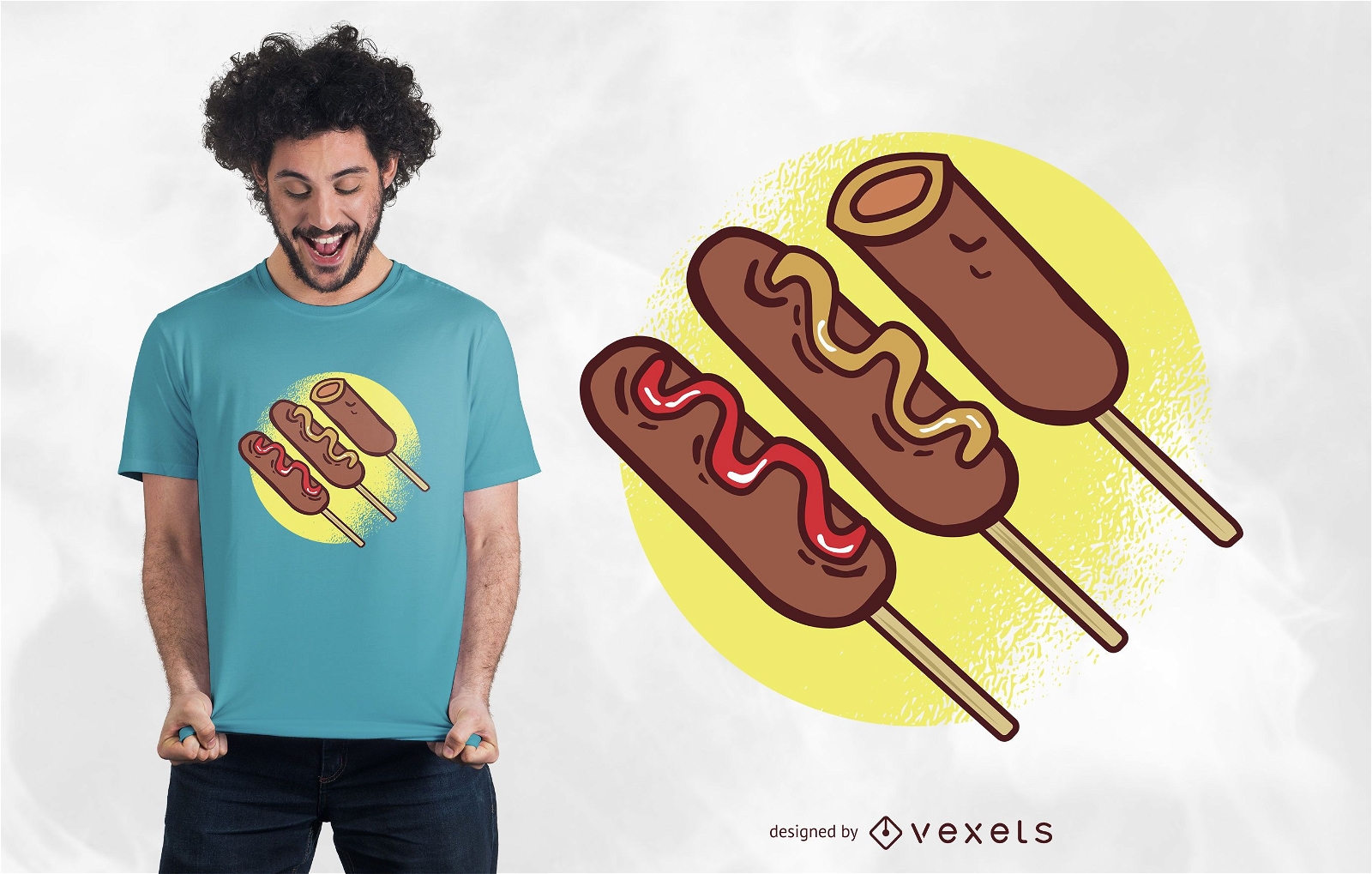 Diseño de camiseta Corn Dogs