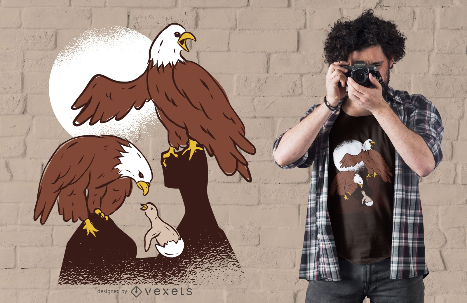 Diseño de camiseta Eagle Family Illustration