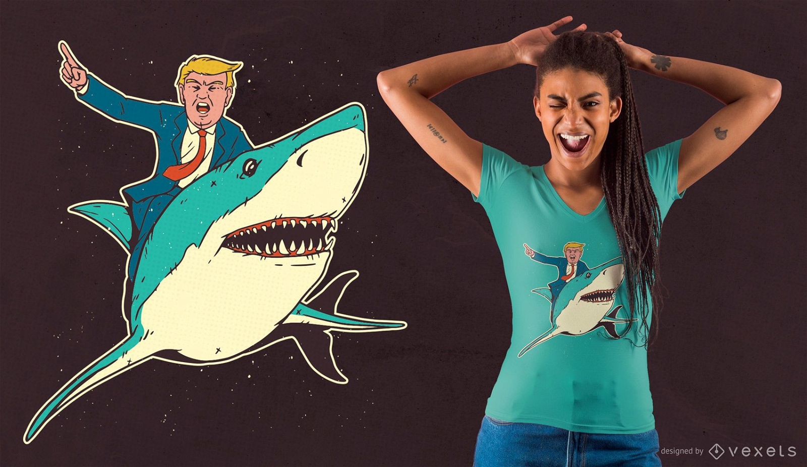 Dise?o de camiseta Trump Shark