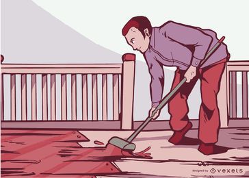 Man Painting Floor Vector Design Man Painting Floor Vector Design