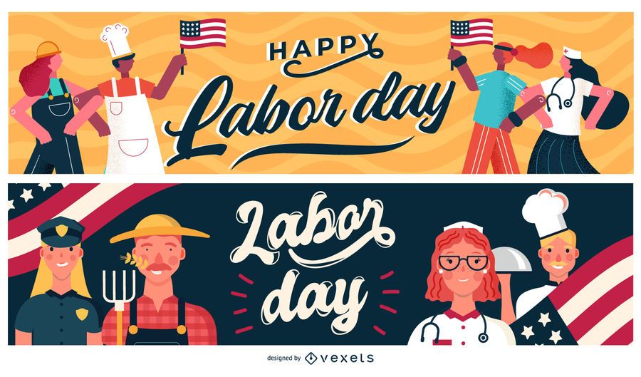 Labor day banner set Labor day banner set