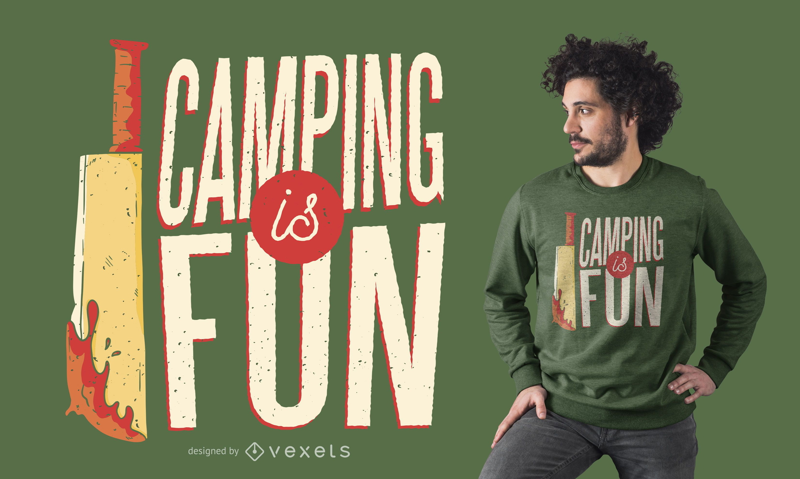 Diseño de camiseta de camping horror