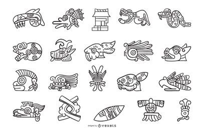 Coleção de elementos de contorno asteca