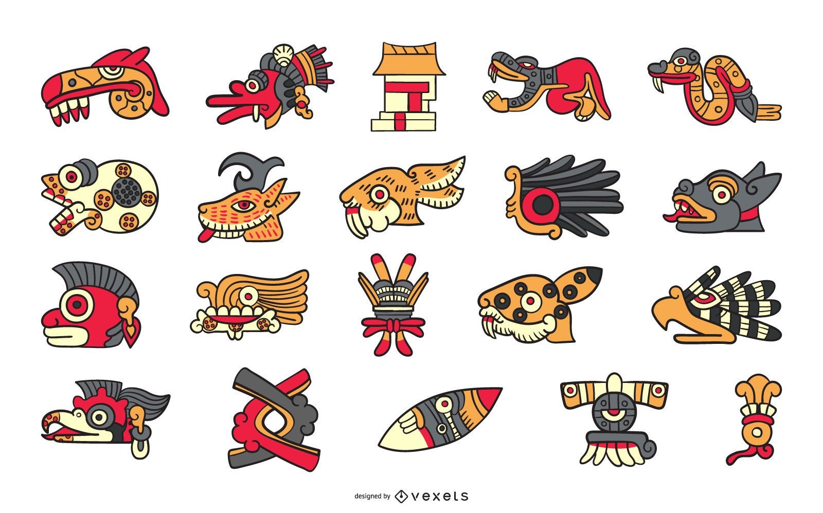 Coleção de elementos astecas