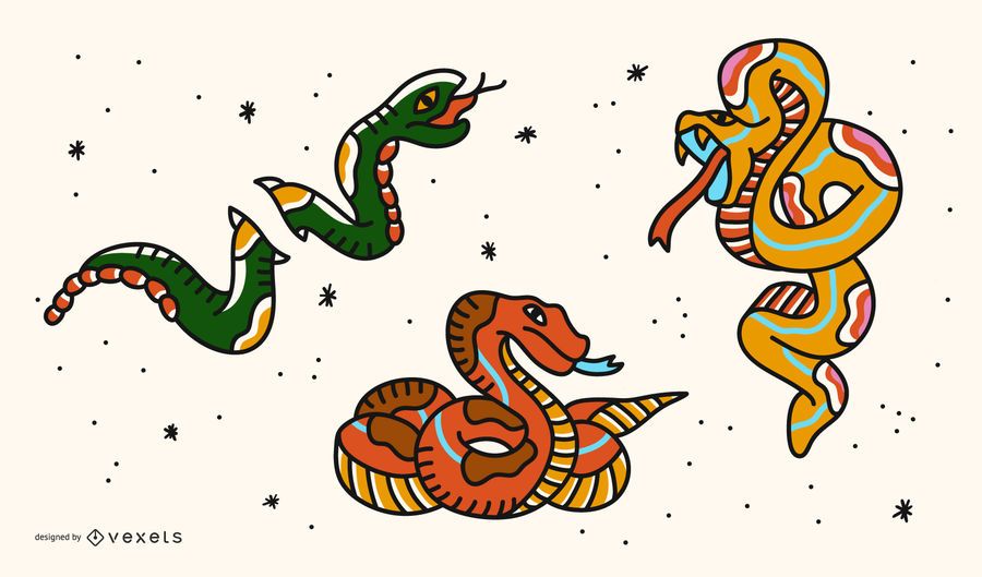 Conjunto de tatuagem de cobra Conjunto de tatuagem de cobra