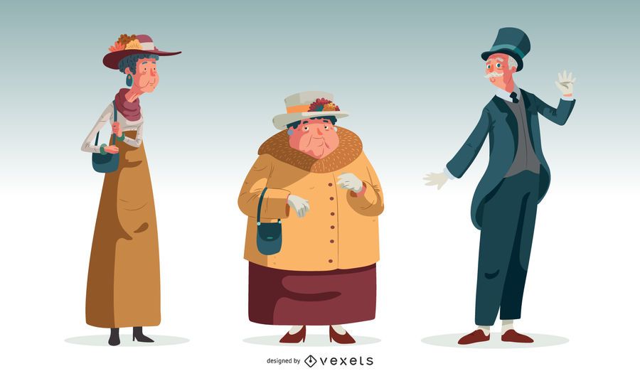 British Old Characters Illustration British Old Characters Illustration