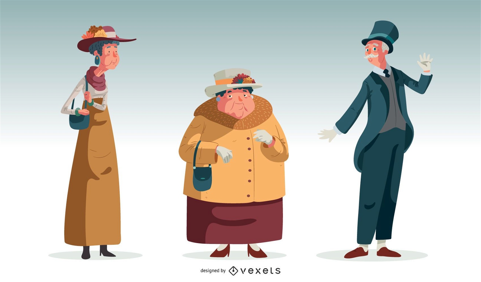 British Old Characters Illustration
