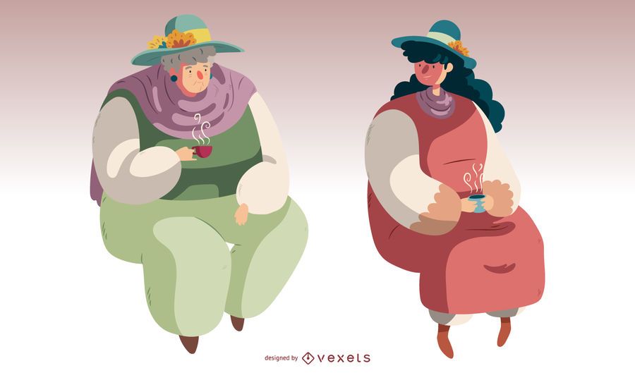 Ilustração de moda de mulheres britânicas Ilustração de moda de mulheres britânicas