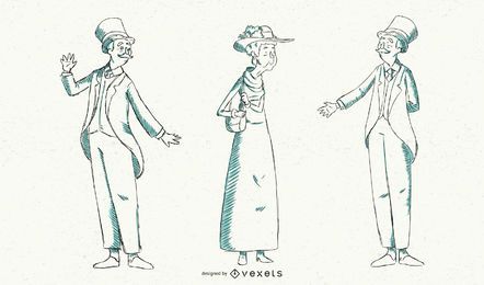 Ilustración de moda británica vintage Ilustración de moda británica vintage