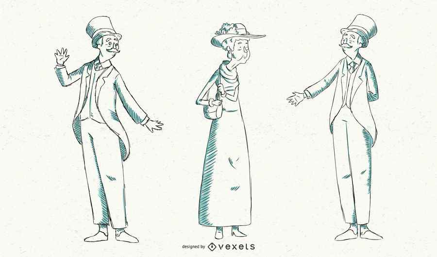 Ilustración de moda británica vintage Ilustración de moda británica vintage