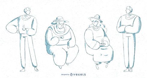 Britische People Stroke Illustration