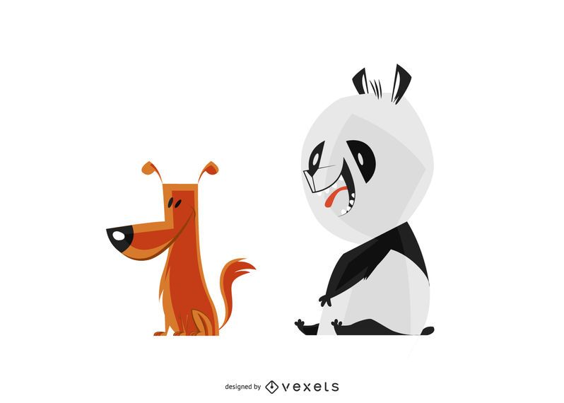 Hund u. Panda-Karikatur-Illustration Hund u. Panda-Karikatur-Illustration