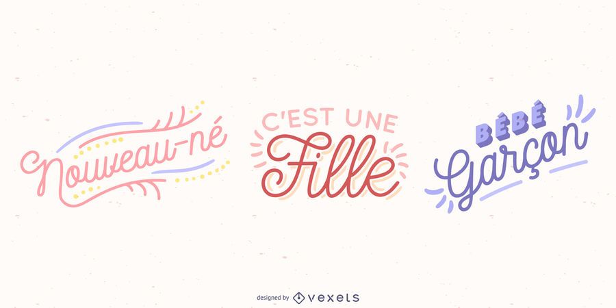 French Baby Lettering Vector Set French Baby Lettering Vector Set