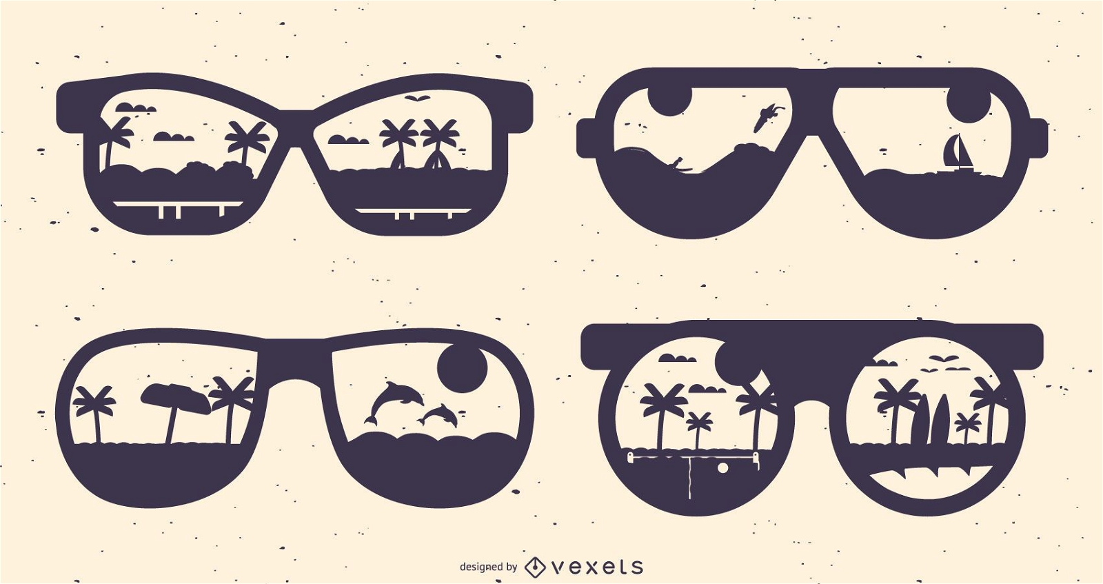 Conjunto de silueta de gafas de verano