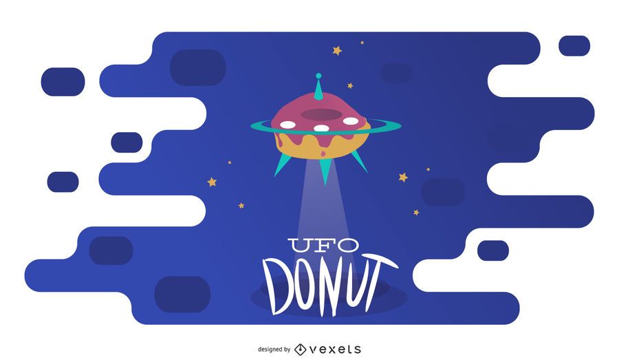 Flying UFO Donut Illustration Flying UFO Donut Illustration
