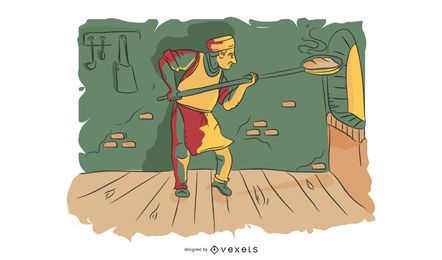 Escena de panadería Baker Ilustración Escena de panadería Baker Ilustración