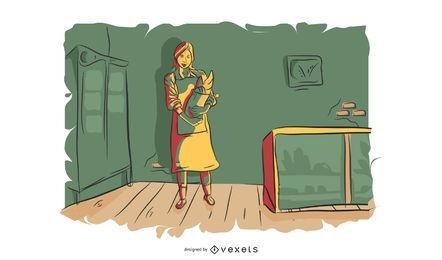 Bakery Woman Vector Illustration