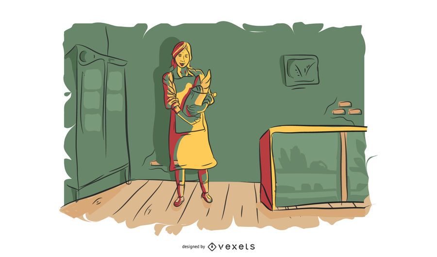 Ilustración de vector de mujer de panadería Ilustración de vector de mujer de panadería