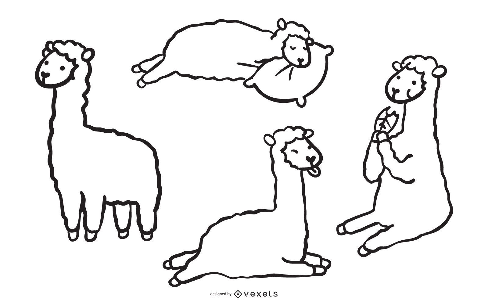 Nettes Lama-Doodle-Set