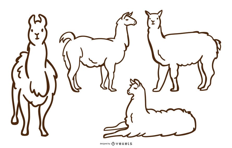 Llama Doodle Vector Set Llama Doodle Vector Set