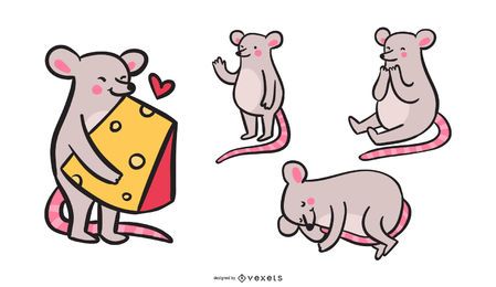 Cartoon mouse colored set Cartoon mouse colored set