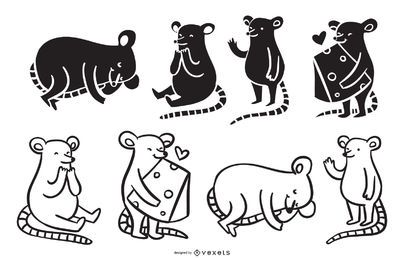 Coleção de desenhos animados de rato bonitinho Coleção de desenhos animados de rato bonitinho