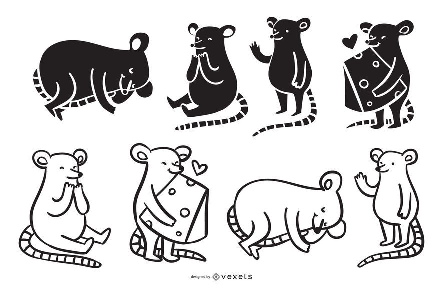 Coleção de desenhos animados de rato bonitinho Coleção de desenhos animados de rato bonitinho