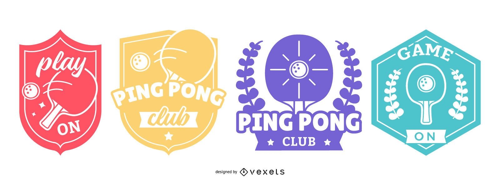Conjunto de emblemas de pingue-pongue