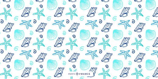 Shellfish Blue Pattern Design Vector Download