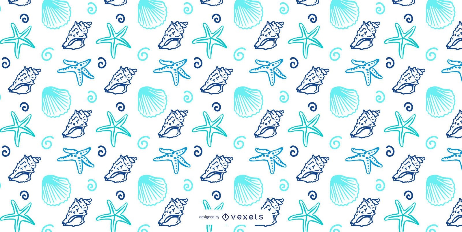 Desenho de padrão de marisco azul