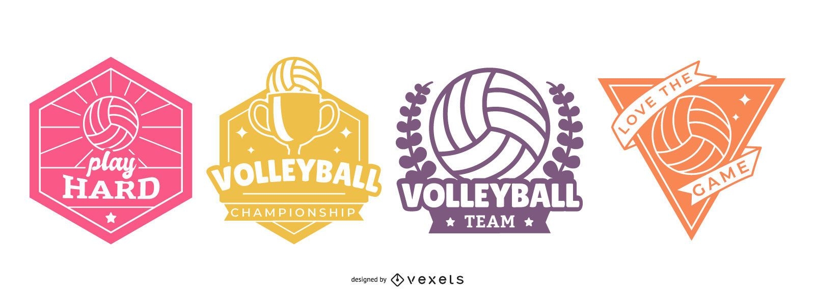 Volleyball Badges Set
