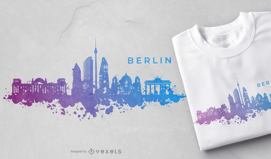 Berlin Watercolor Skyline T-shirt Design Berlin Watercolor Skyline T-shirt Design
