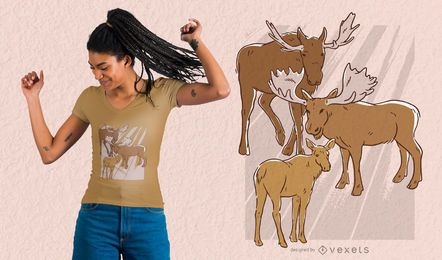 Moose dads and baby family T-shirt Design