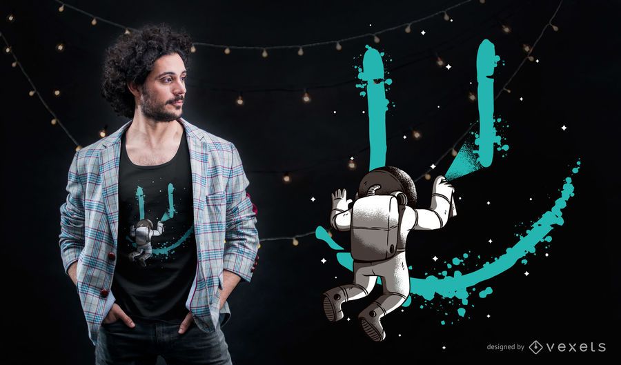 Projeto do t-shirt dos grafittis do astronauta Projeto do t-shirt dos grafittis do astronauta