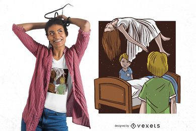 Diseño de camiseta de niña poseída Diseño de camiseta de niña poseída