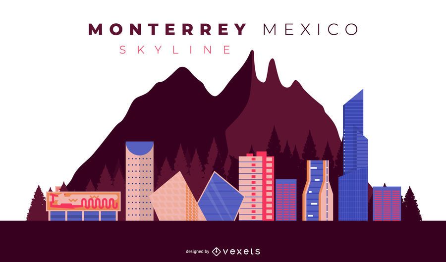 Ilustração do Skyline de Monterrey Ilustração do Skyline de Monterrey