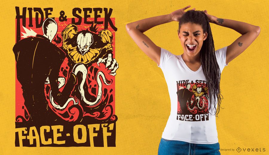 Horror Clown Slender T-shirt Design Horror Clown Slender T-shirt Design