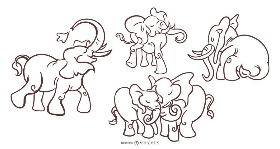 Juego de trazo elegante de elefante Juego de trazo elegante de elefante
