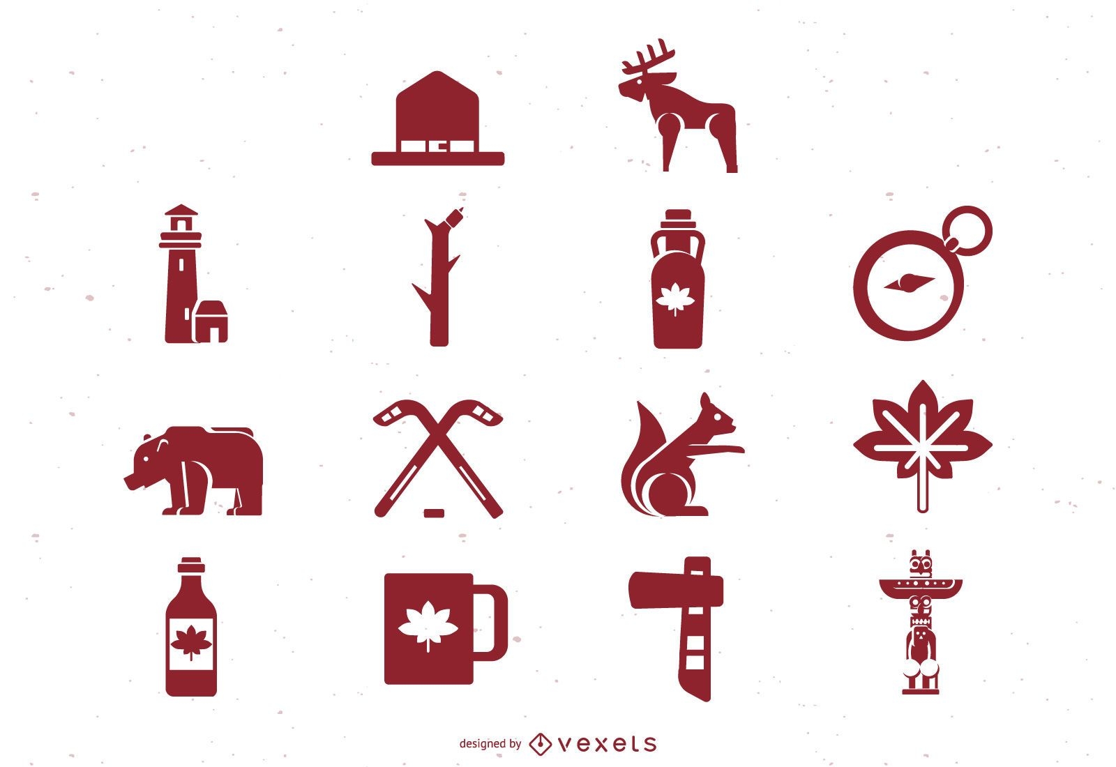 Conjunto de iconos planos de Canadá