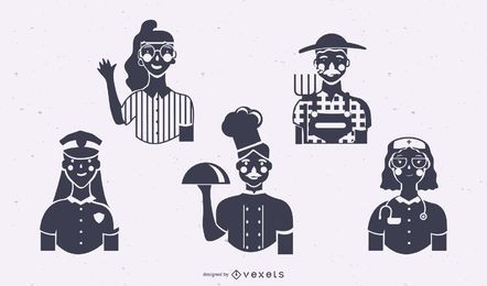Workers silhouette set