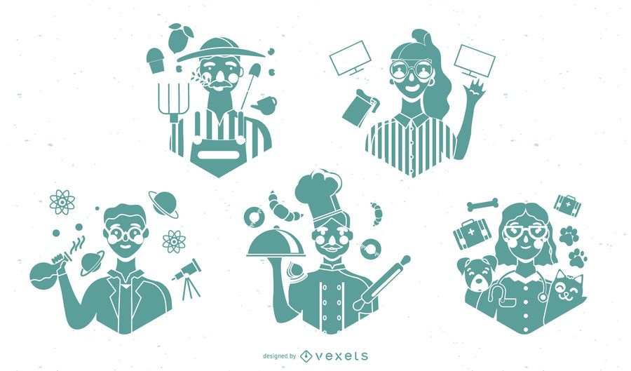 Labor day characters silhouette set Labor day characters silhouette set