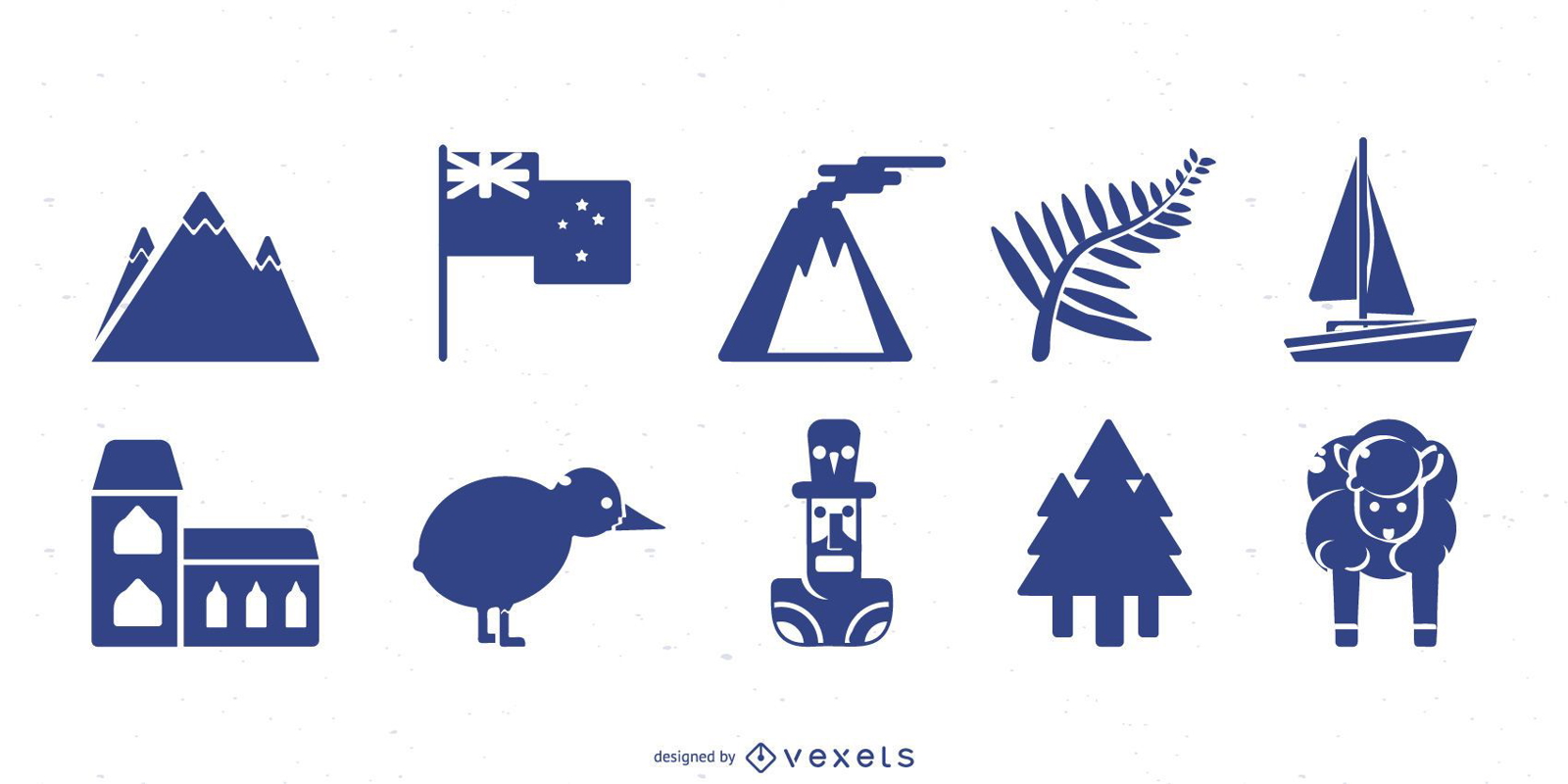 New Zealand silhouette set 