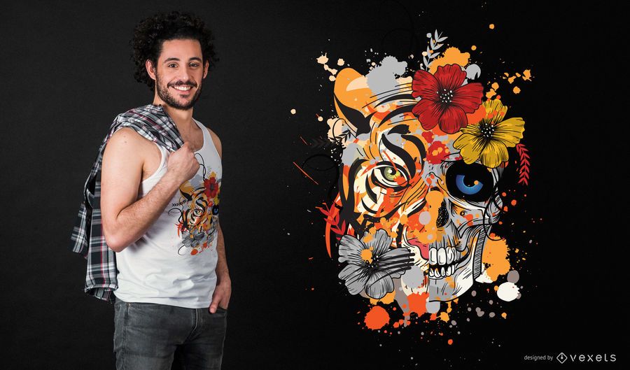 Skull Tiger T-shirt Design Skull Tiger T-shirt Design