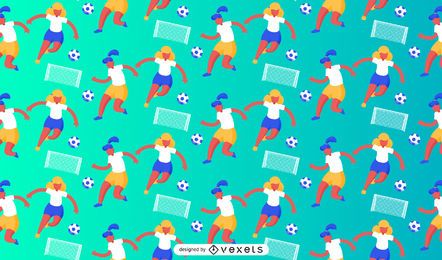 Female soccer players pattern design 