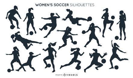 Colección de siluetas de fútbol femenino Colección de siluetas de fútbol femenino
